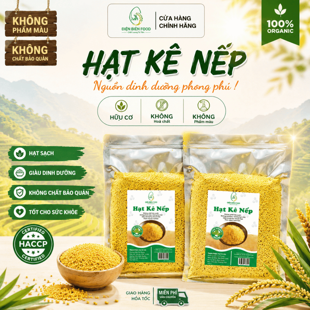 Hạt Kê Nếp Vàng Dẻo Hữu Cơ Điện Biên