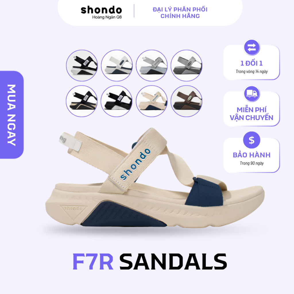 Sandal Nam Nữ Shondo F7R Be Phối Xanh Dương – Êm Nhẹ, Thể Thao