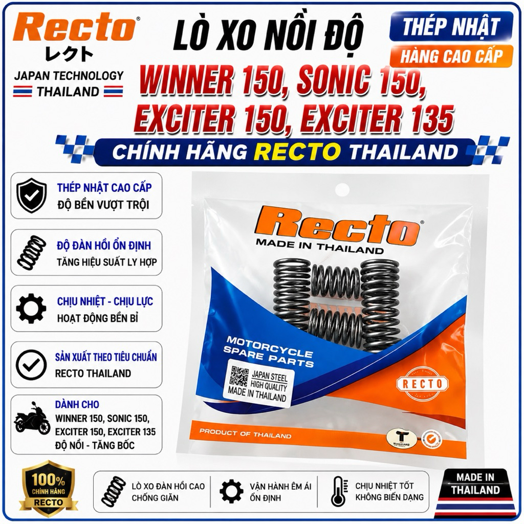 Lò Xo Nồi Độ Winner 150,Sonic 150,Exciter 150,Exciter 135 [Thép Nhật] Hàng Cao Cấp Chính Hãng Recto 