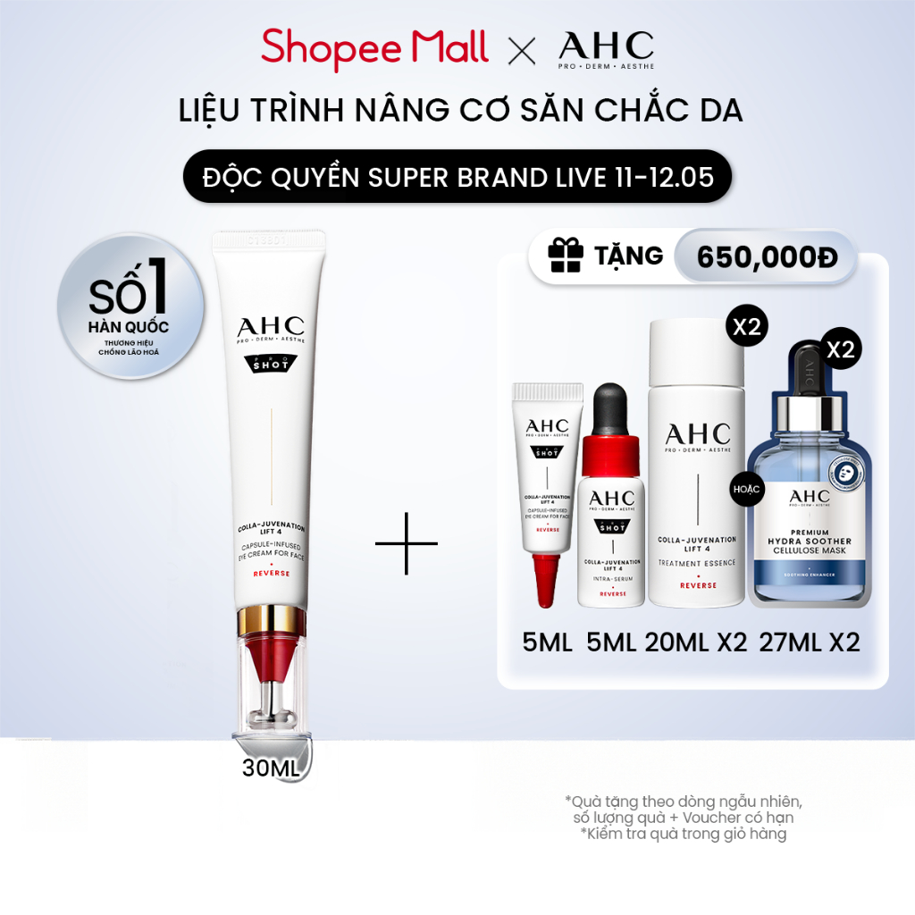 [LIVE] Kem mắt cho mặt nâng cơ săn chắc/ cấp ẩm căng bóng/ mờ nám sáng da AHC 30ML