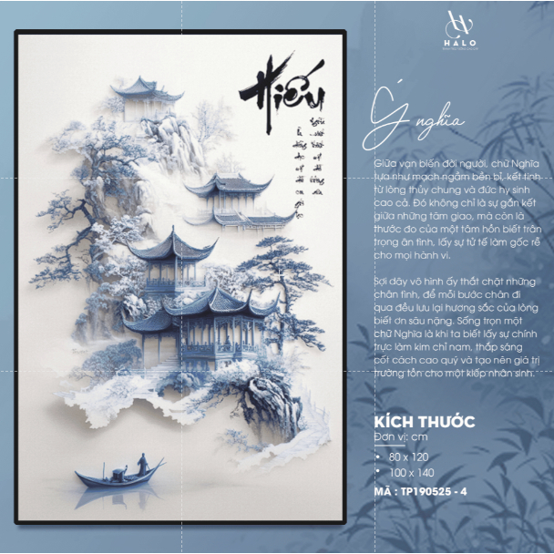 Tranh thư pháp chữ Hiếu kt 100x150