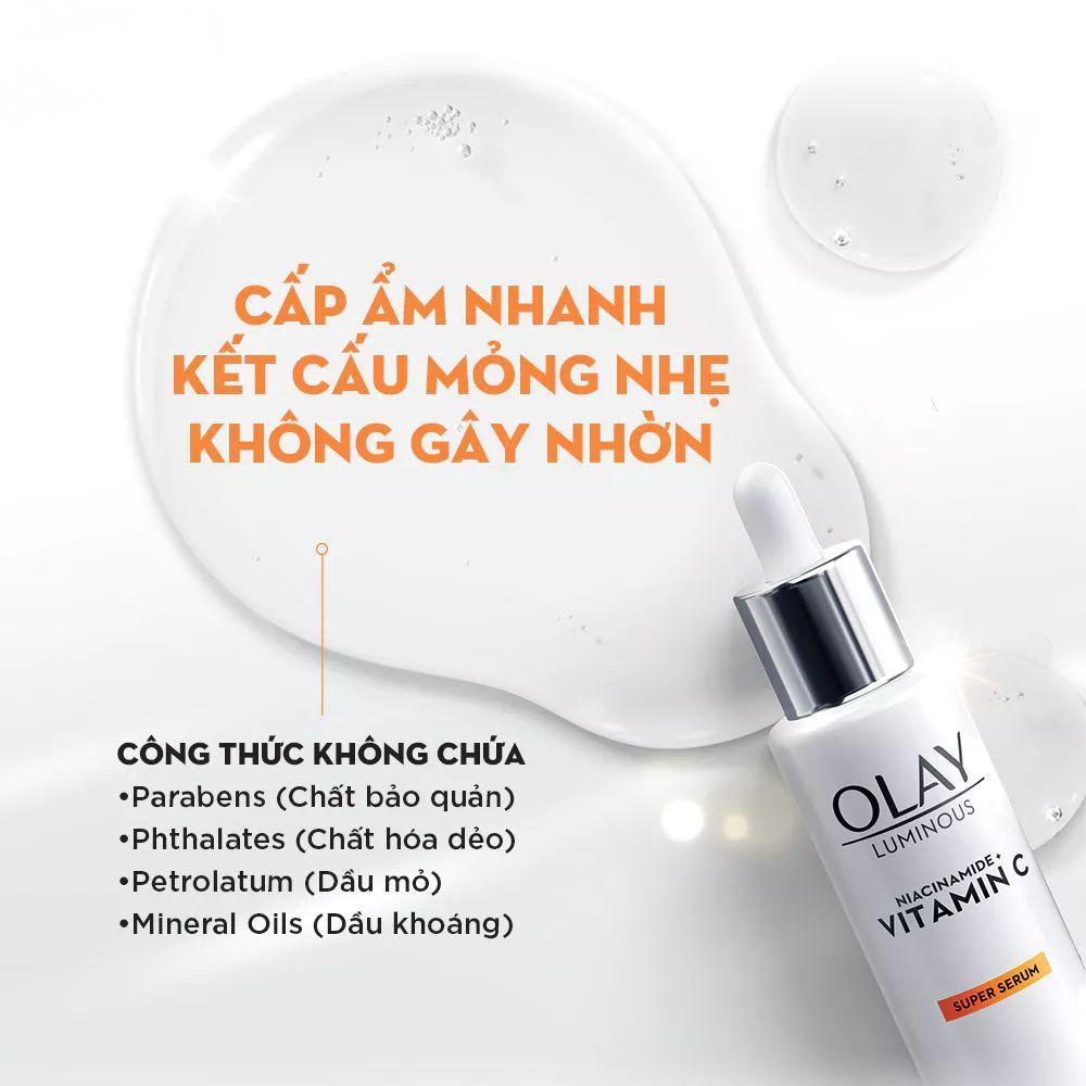 Ảnh 22 của Kem dưỡng ẩm, Serum OLAY LUMINOUS NIACINAMIDE + VITAMIN C mờ vết thâm, đốm nâu, sáng da 50g.