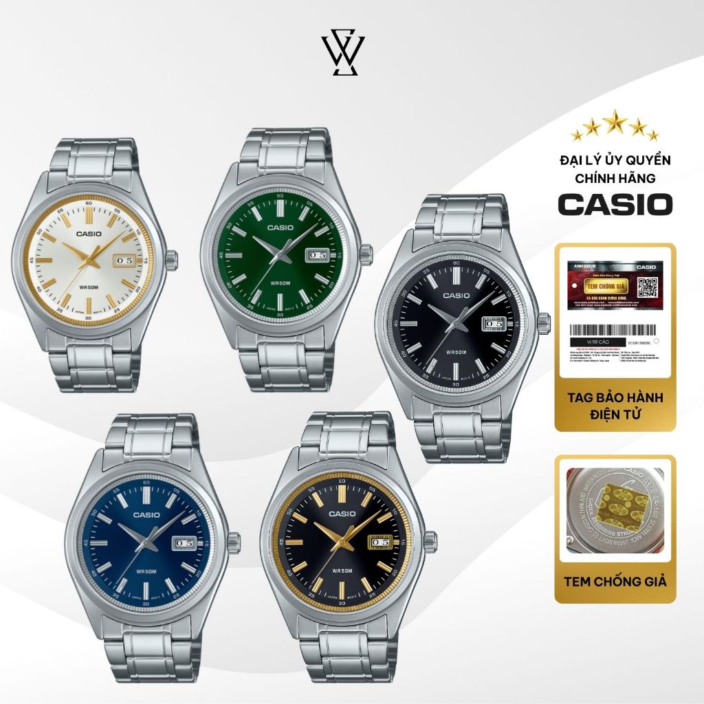 Đồng hồ Casio Nam MTP-B180D Kính Khoáng Size Mặt 41mm Dây Kim Loại Chính Hãng