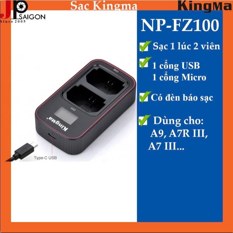 SẠC ĐÔI VER 3 KINGMA CHO SONY NP-FZ100