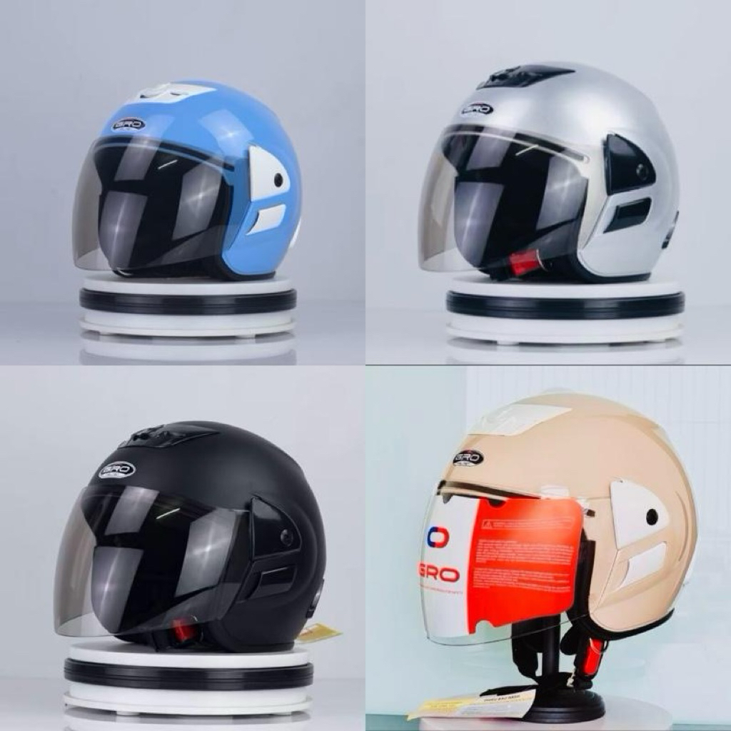 Mũ bảo hiểm 3/4 có kính dài GRO V01 Helmet hàng chính hãng bảo hành 12 tháng