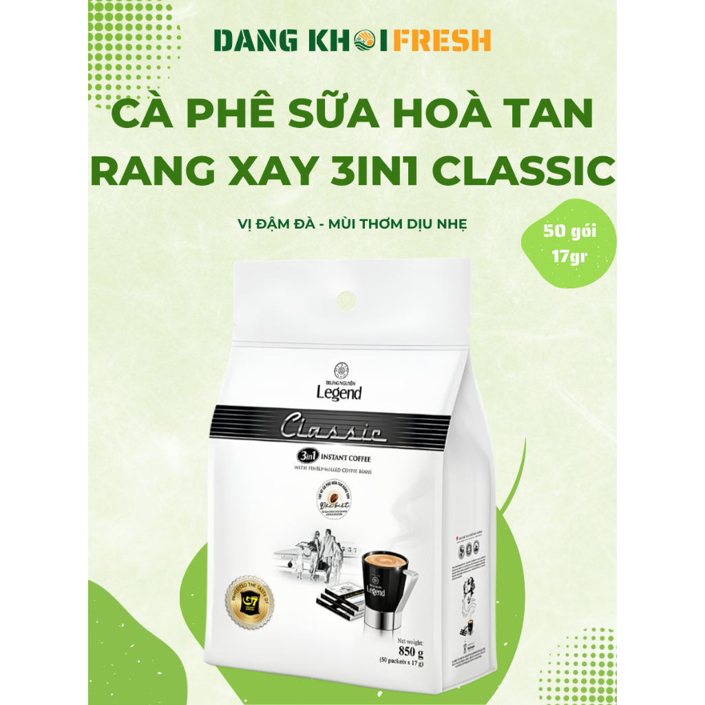 COMBO 5 Bịch Cà Phê Hòa Tan Rang Xay 3 in 1 Vị Cafe G7 Trung Nguyên Legend Classic 50 Gói x 17g