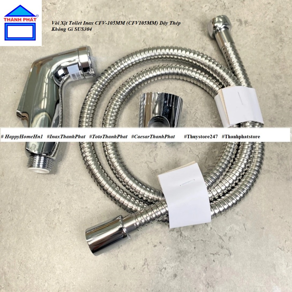 ThanhPhatstore - CFV105MM - [Chính hãng] Vòi Xịt Toilet Inax CFV-105MM (CFV105MM) Dây Thép Không Gỉ 