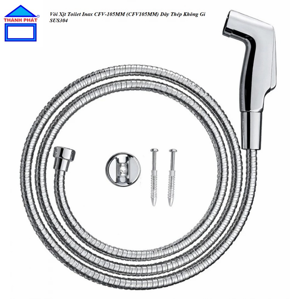 Thuystore247 - CFV105mm - Vòi Xịt Toilet Inax CFV-105MM (CFV105MM) Dây Thép Không Gỉ SUS304, chính h