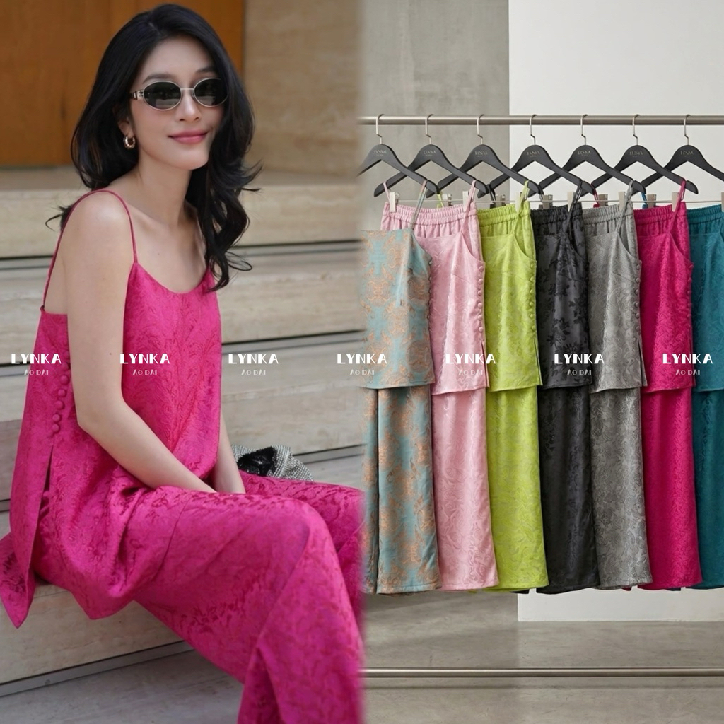 [40-90kg]Đặt may-Set áo 2 dây lụa tơ Qc kèm quần,có bigsize/ aodailynka88
