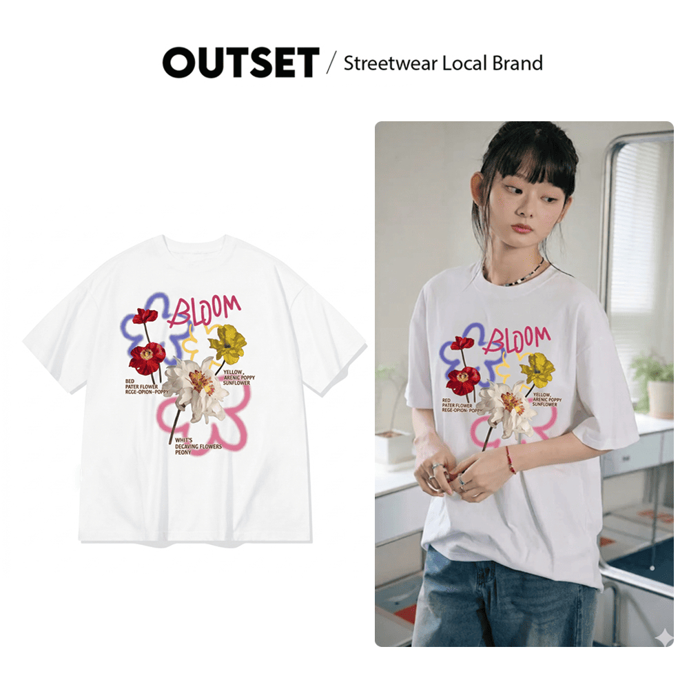 Áo Thun Form Oversize  Local Brand Outset Studio Peony Bloom