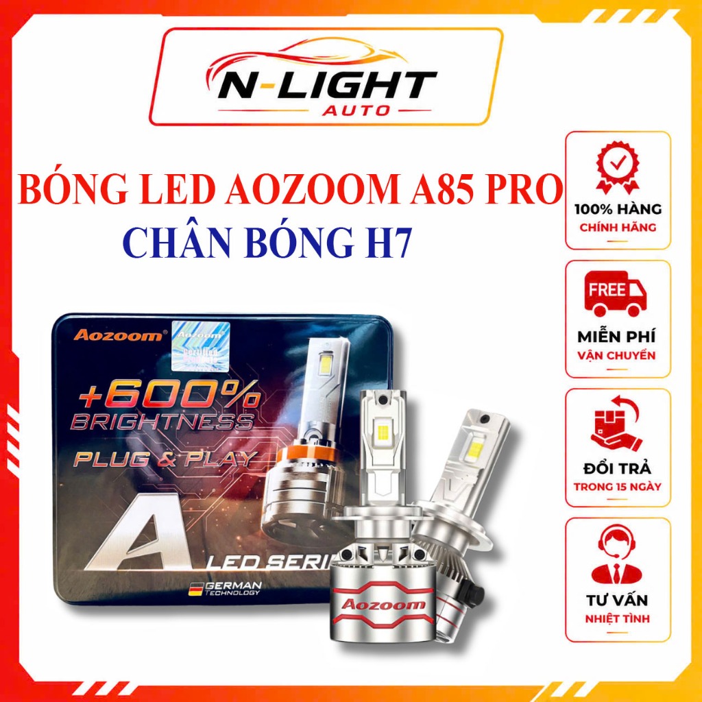 BÓNG LED AOZOOM A85 PRO- CHÂN H7 - HÀNG CHÍNH HÃNG - CÔNG SUẤT 85W - BẢO HÀNH 3 NĂM
