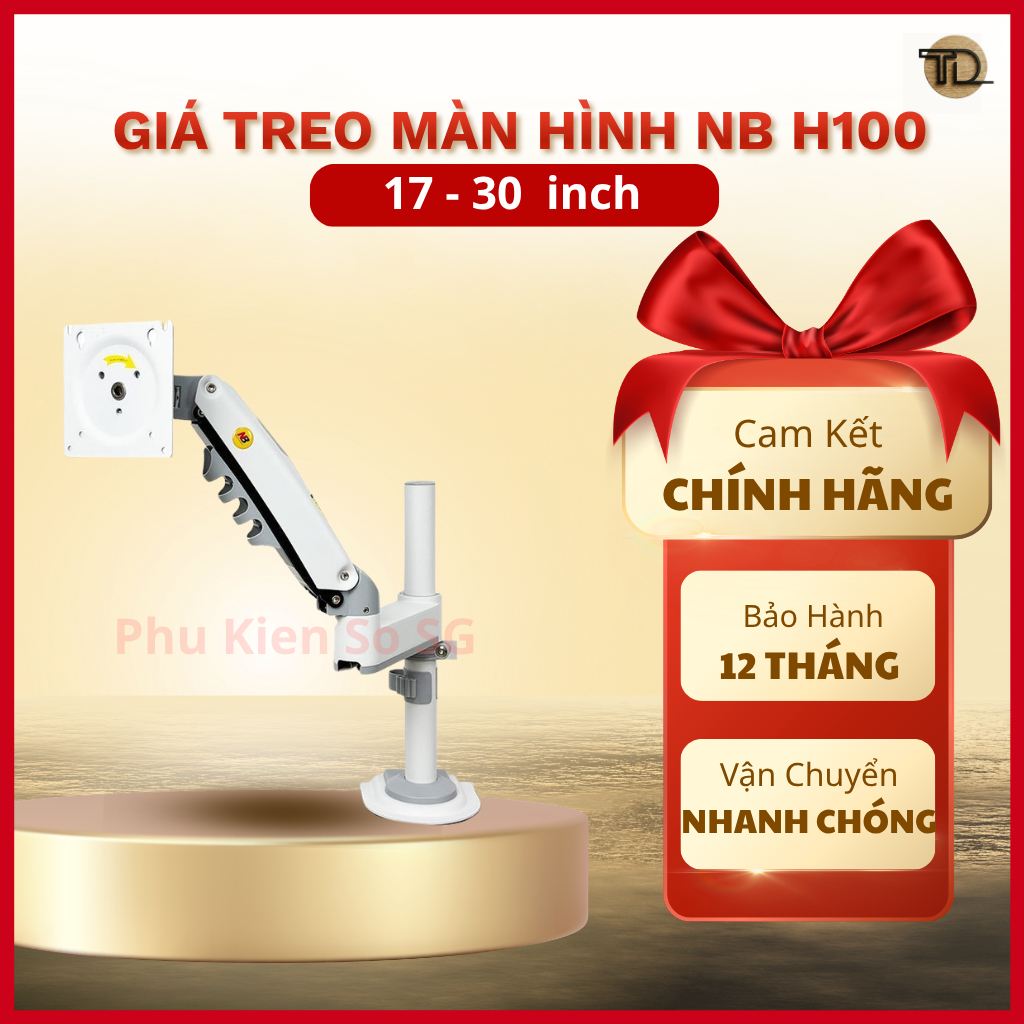 Giá Treo Màn Hình Máy Tính North Bayou H100 TRẮNG (17 - 30 Inch) - Tay Nâng NB H100 Có Cột Đứng Cao