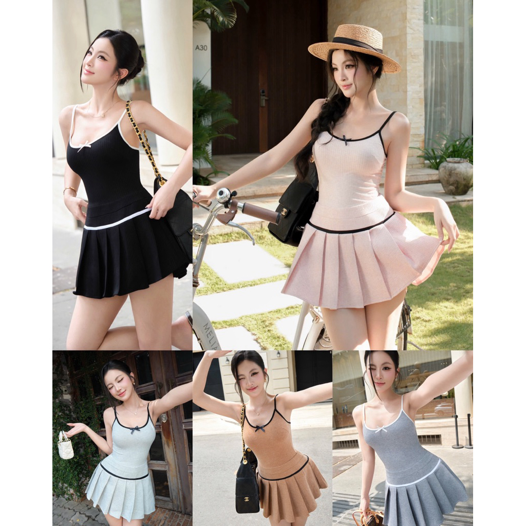 Đầm 2 Dây Xoè Xếp Lo Đính Nơ Xinh Xắn 𝐃𝟐𝐓 𝐒𝐓𝐎𝐑𝐄