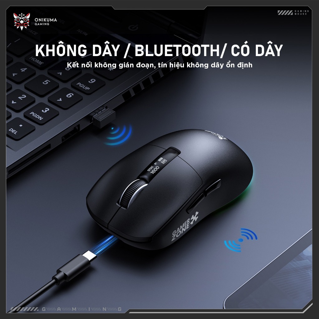 Chuột Không Dây Bluetooth Chuyên Gaming onikuma DM07 3MODE Chip Khủng PAW3311 Pollingrate 1Khz pin 500mAh có dock sạc | BigBuy360 - bigbuy360.vn