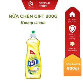 [1 Chai] Nước Rửa Chén Gift Chai 800ml Khử Mùi Tanh Khó Chịu – Hương Chanh/Trà Chanh