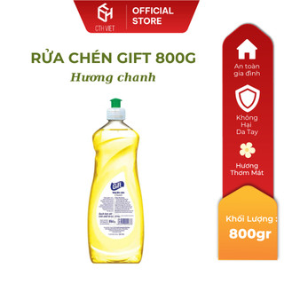 [1 Chai] Nước Rửa Chén Gift Chai 800ml Khử Mùi Tanh Khó Chịu – Hương Chanh/Trà Chanh