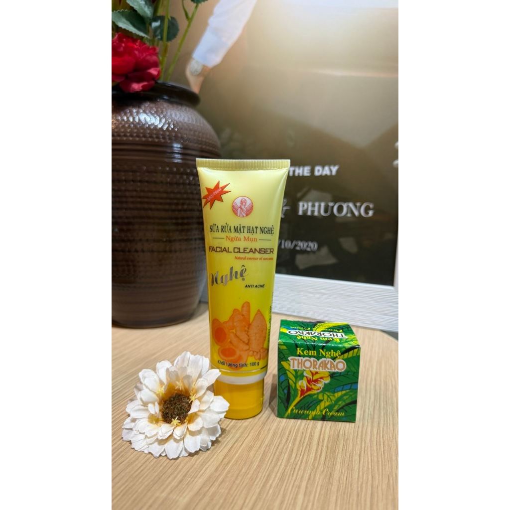 Combo Giảm Mụn THORAKAO | Kem Nghệ + Sữa Rửa Mặt Hạt Nghệ ngừa mụn