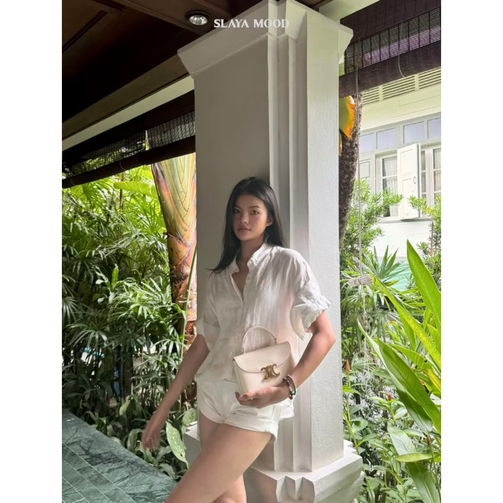 (Pass) Áo Sơmi Linen Tưng Premium Nữ Thoáng Mát Tay Ngắn Kiểu - Rachel Linen Shirt - SLAYA MOOD
