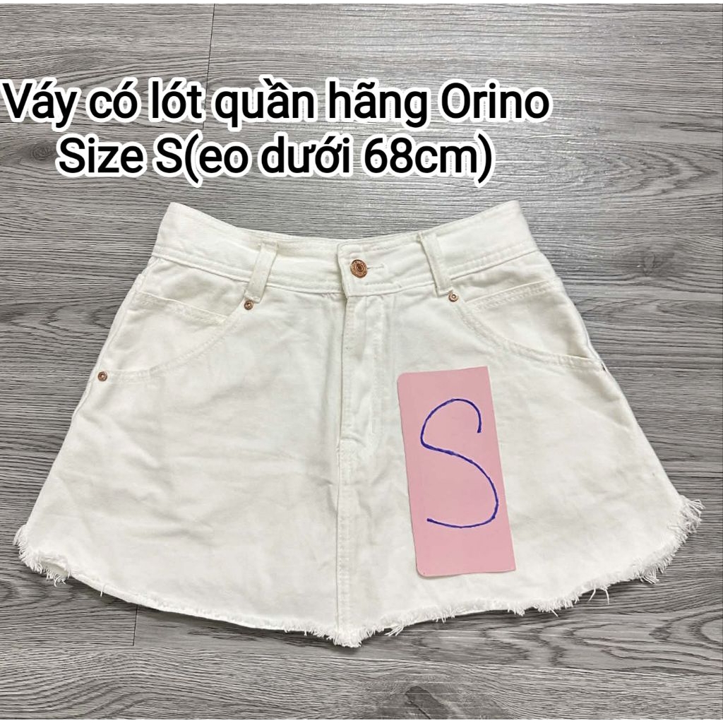 Pass Chân váy kaki jean trắng có lót quần Orino size S(eo<68) hotgirl y2k xinh style tiểu thư sang c