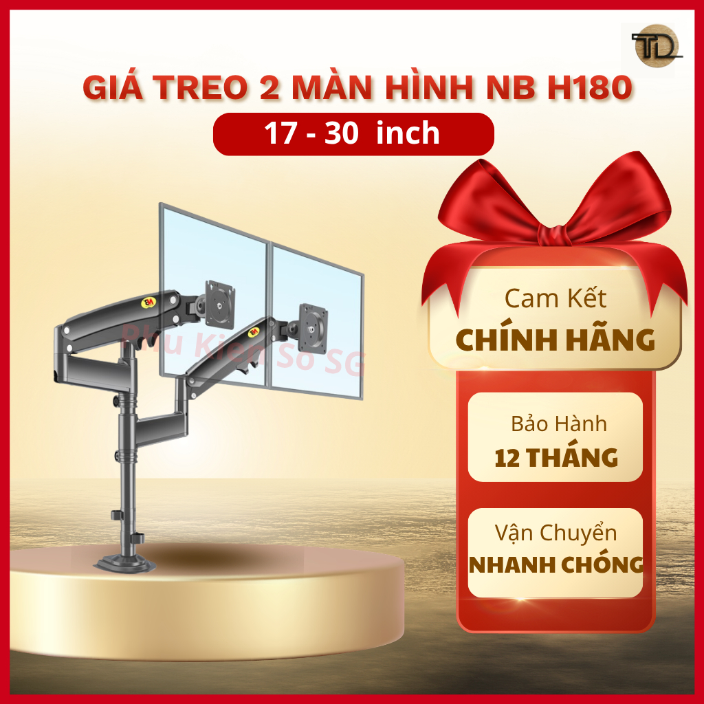 Giá Treo 2 Màn Hình Máy Tính North Bayou H180 (17 - 30 Inch) - Tay Nâng Đôi  NB H180 Có Cột Đứng