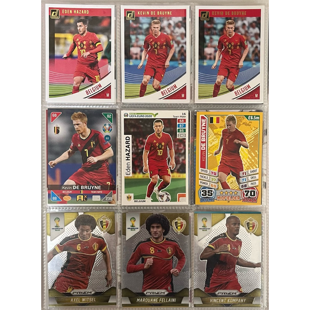 Set combo 15 thẻ cầu thủ bóng đá ngôi sao Bỉ Belgium Panini football card