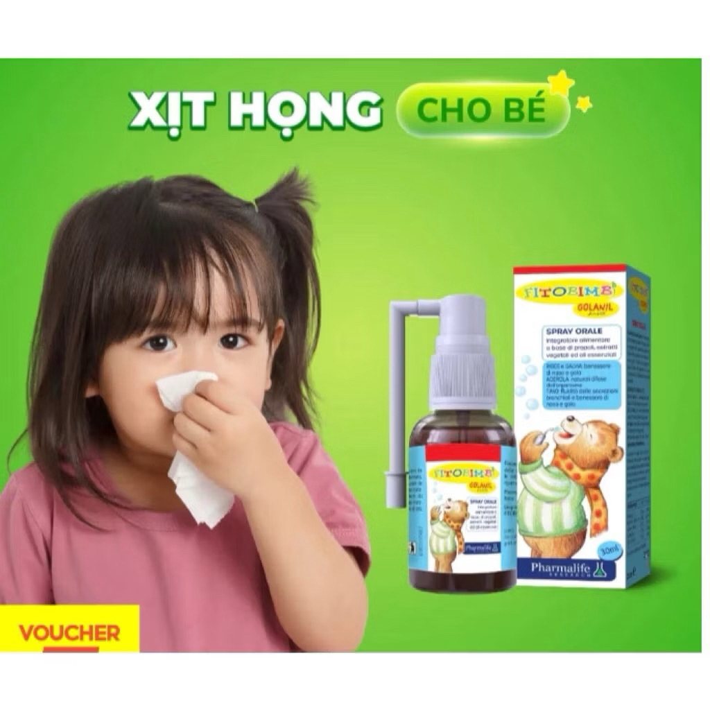 Fitobimbi Golanil Junior (30 ml)- Xịt họng cho trẻ.Hỗ trợ cải thiện tình trạng đờm do viêm đường hô 