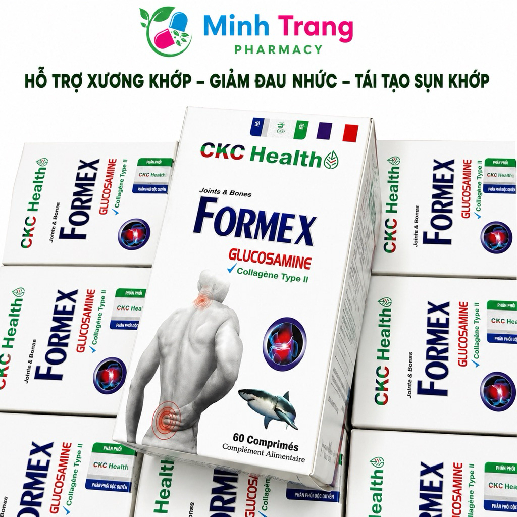 Formex Glucosamine Collagen Type II CKC Health – Hỗ trợ xương khớp – Hộp 60 viên – Nhập khẩu Pháp