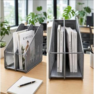 [ HY3629 ] Kệ Rổ hồ sơ, khay tạp chí 2 ngăn bằng sắt lưới ( xám, đen). - Văn phòng phẩm Thu Thảo
