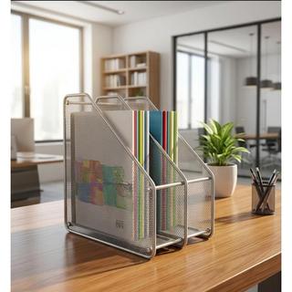 [ HY3629 ] Kệ Rổ hồ sơ, khay tạp chí 2 ngăn bằng sắt lưới ( xám, đen). - Văn phòng phẩm Thu Thảo