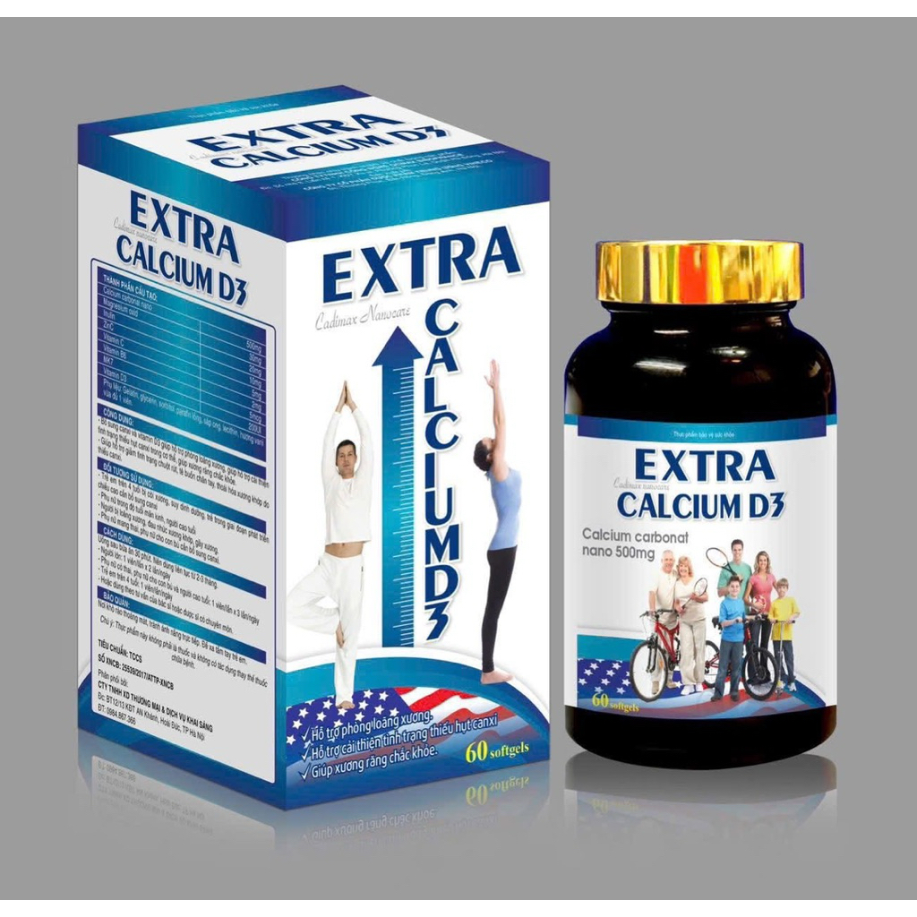 Viên uống Extra calcium D3 -bổ sung canxi nano và vitamin D3,hỗ trợ xương chắc khỏe