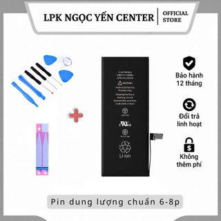 Pin dung lượng chuẩn cho máy 5, 5s, 6, 6S, 6P, 6SP, 7, 7P, 8, 8P,  chất lượng cao tặng kèm siu dán