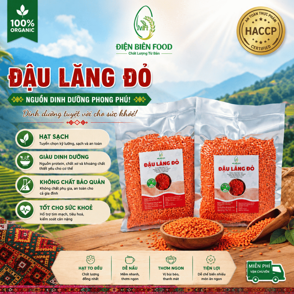 Đậu Lăng Đỏ Hữu Cơ Không Biến Đổi Gen Nhập Khẩu Canada Làm sữa hạt, giảm cân, cho bé ăn dặm