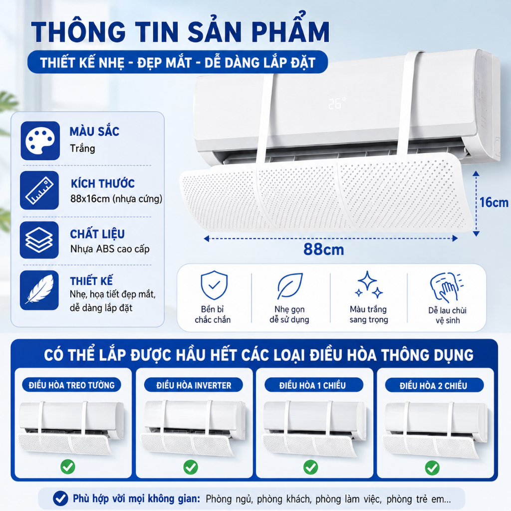 Tấm chắn gió điều hòa 🌸FREESHIP🌸 tấm chắn đổi hướng gió điều hòa máy lạnh có thể điều chỉnh kích thước | BigBuy360 - bigbuy360.vn