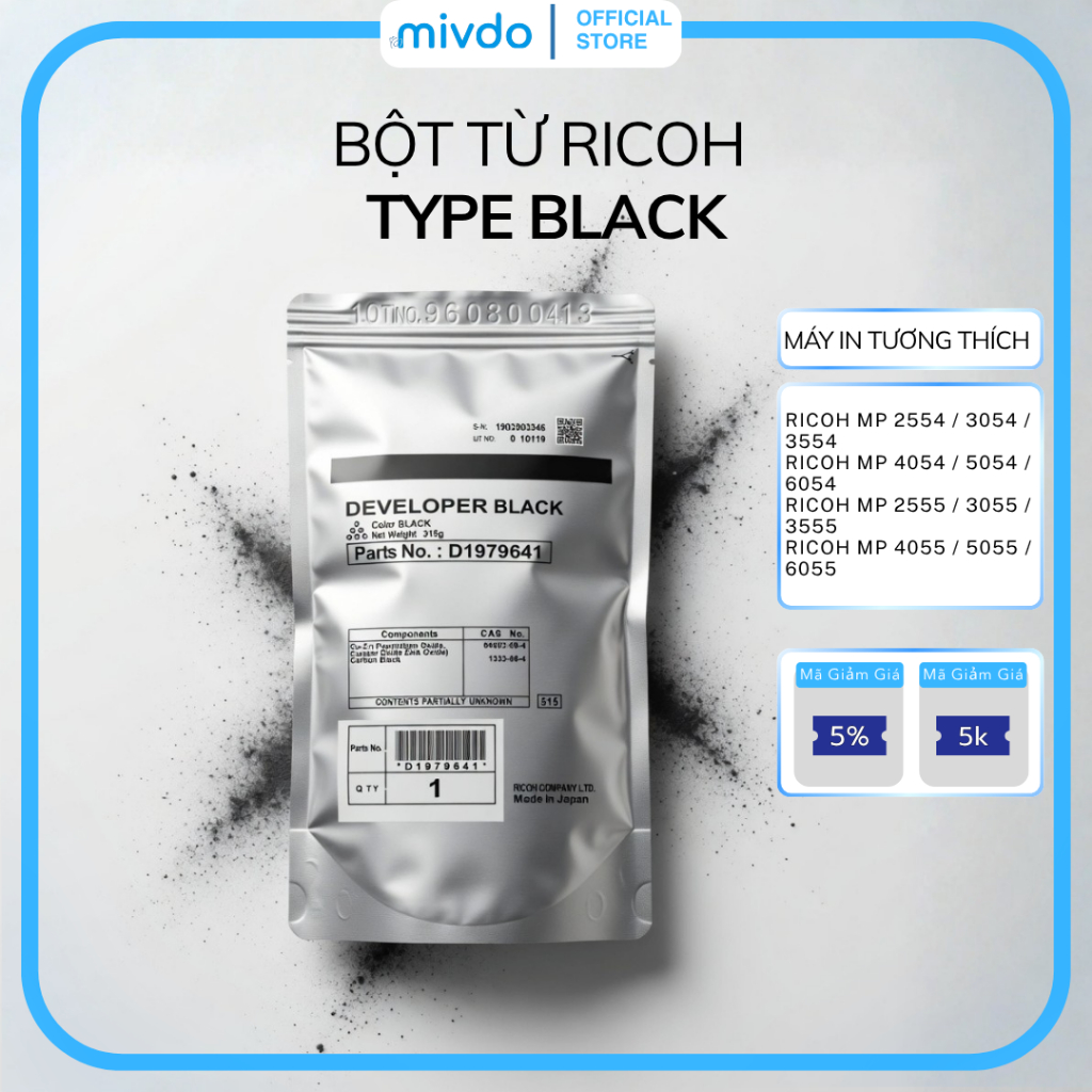 Bột Từ Ricoh Type Black Dùng Cho MP3054 MP4054 MP5054 MP6054 In Ổn Định Sắc Nét Từ Nhật Cao Cấp