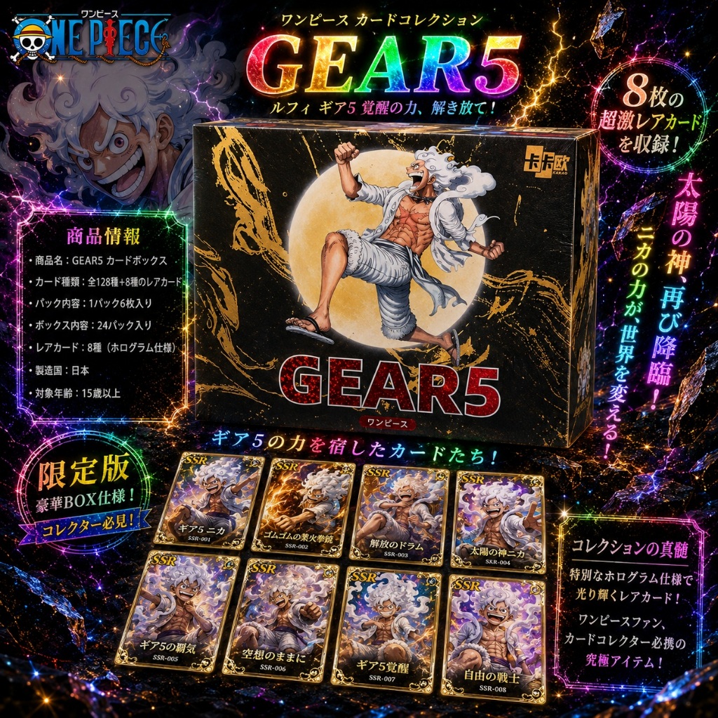Box thẻ nhân phẩm onepice kakao new luffy gear 5 chính hãng Kayou NF51 7