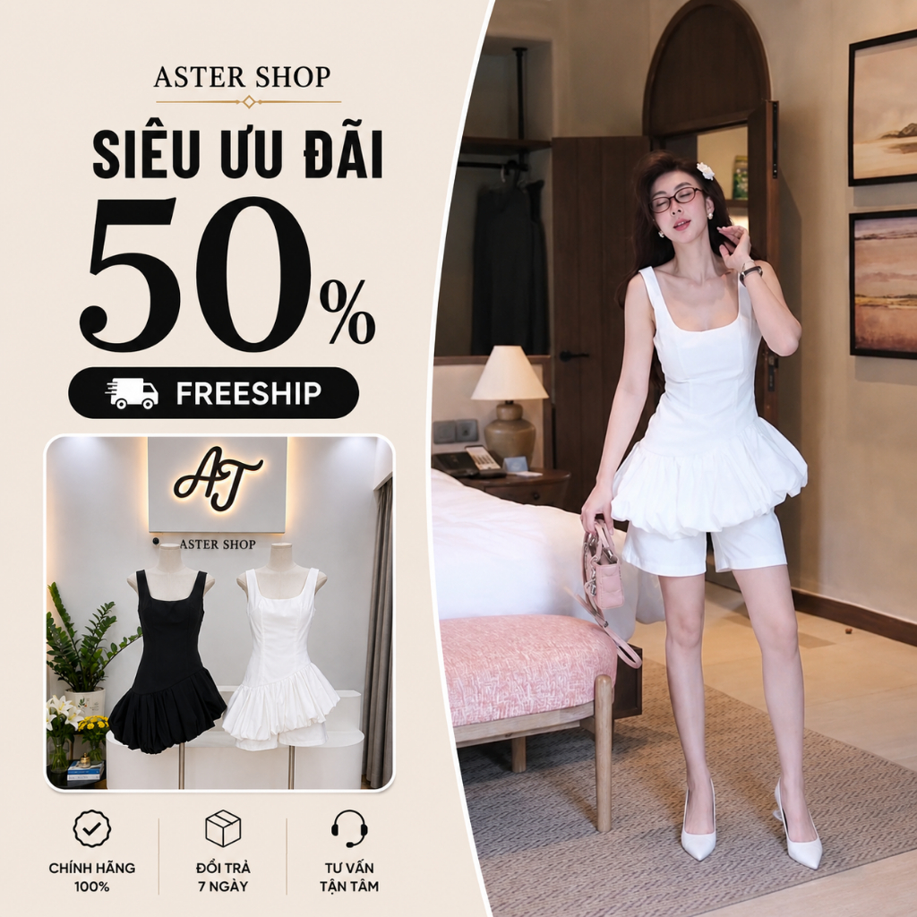 Set Áo Hai Dây Dáng Bí Phồng + Quần Sooc Thô Hàn Cao Cấp Có Lót | TKCC BAGEO - Aster Shop
