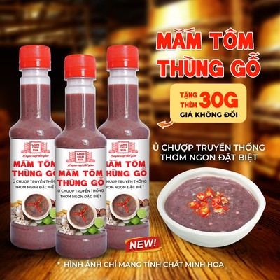 [Combo 3 chai 290G] Mắm tôm thùng gỗ Làng Chài Xưa nguyên liệu tươi, thơm ngon đặc biệt
