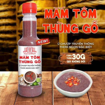 [Chai mới 290g] Mắm tôm thùng gỗ truyền thống Làng Chài Xưa nguyên liệu tươi, thơm ngon đặc biệt