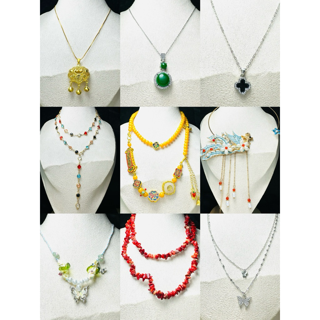 dây chuyền (50 mẫu) vàng bạc đá ngọc,đi tiệc,đi chơi,đám cưới,bãi biển,cổ trang..