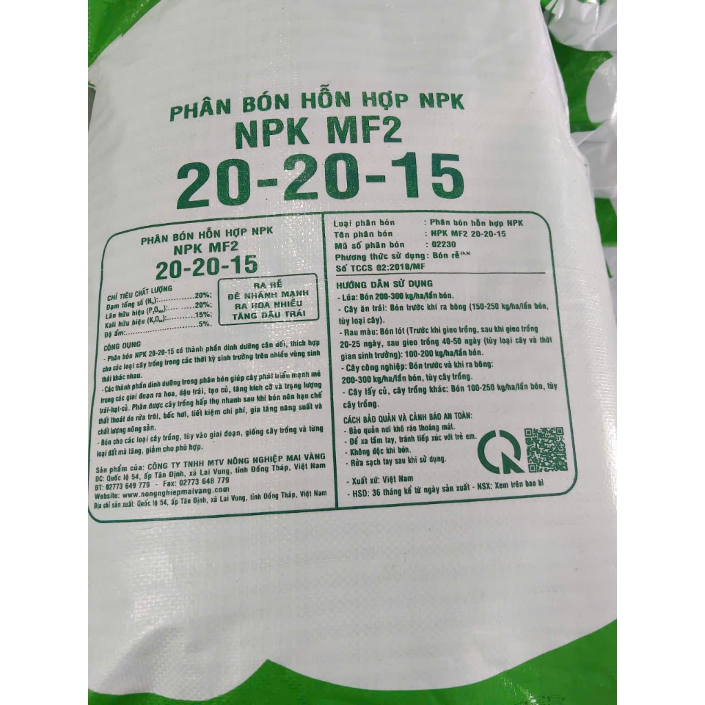 [5KG] NPK 20-20-15 CÔNG NGHỆ THÁP CAO