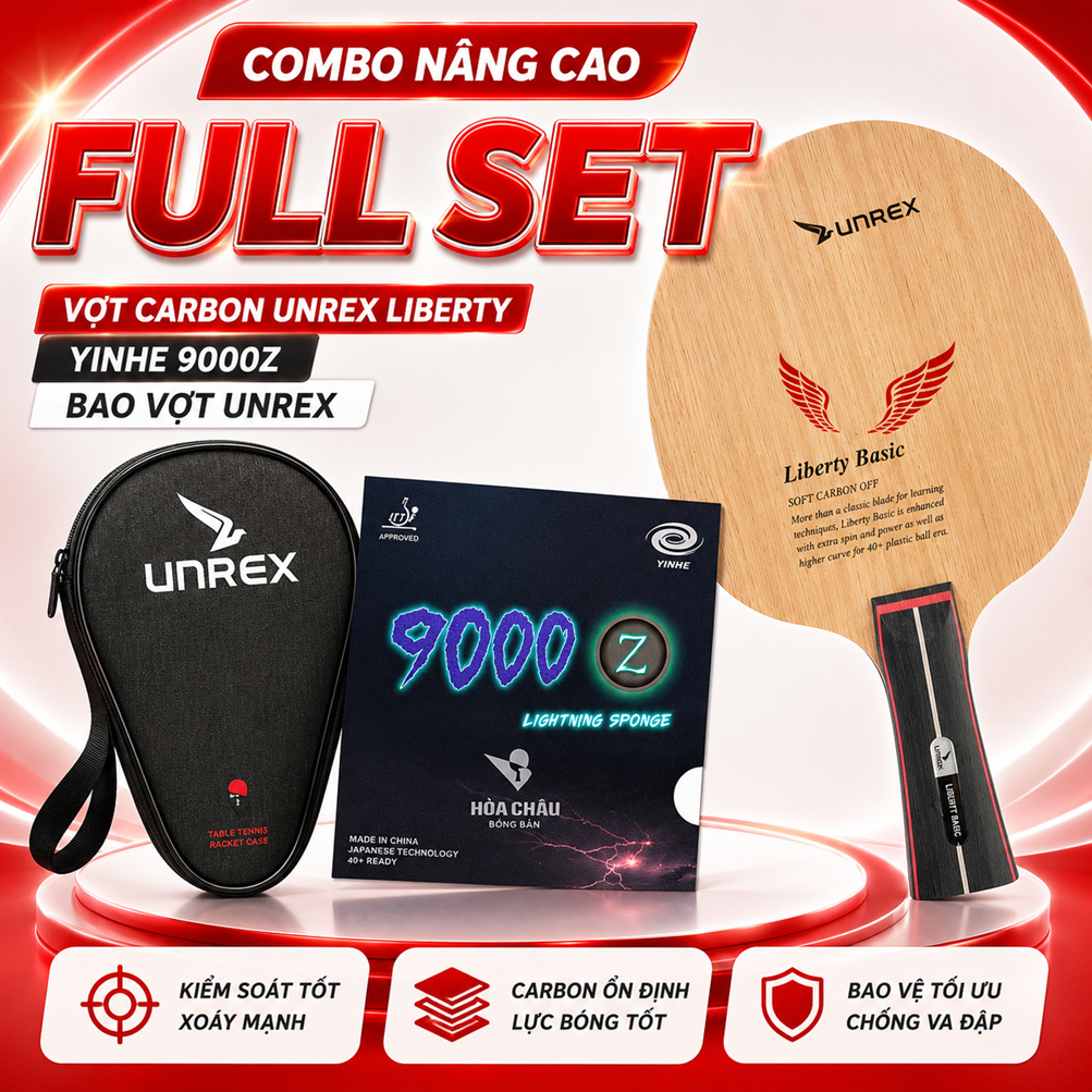 Combo Carbon Full Set Unrex Liberty Basic | Yinhe 9000Z | Bao Vợt Unrex