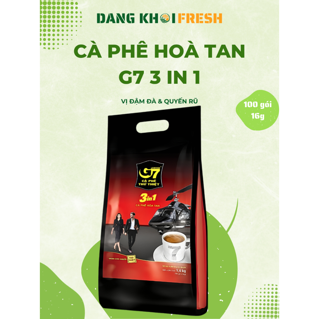 COMBO 5 Bịch Cafe Sữa Hòa Tan G7 3in1 Cà Phê Trung Nguyên Legend Đậm Đà Quyến Rũ 100 Gói x 16g