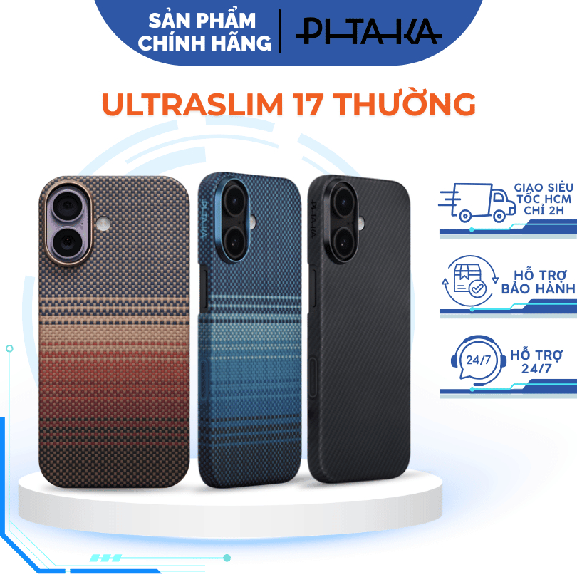 Ốp PITAKA UltraSlim Sunset| Moonrise| Black Bản Khoét Viền Có Nút Control – Siêu Phẩm Từ Sợi Aramid 