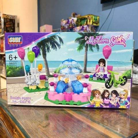 Đồ chơi lắp ráp : Bộ xếp hình GUDI Modern Girls – Fountain Square, 122pcs 6ages+, No. 9601