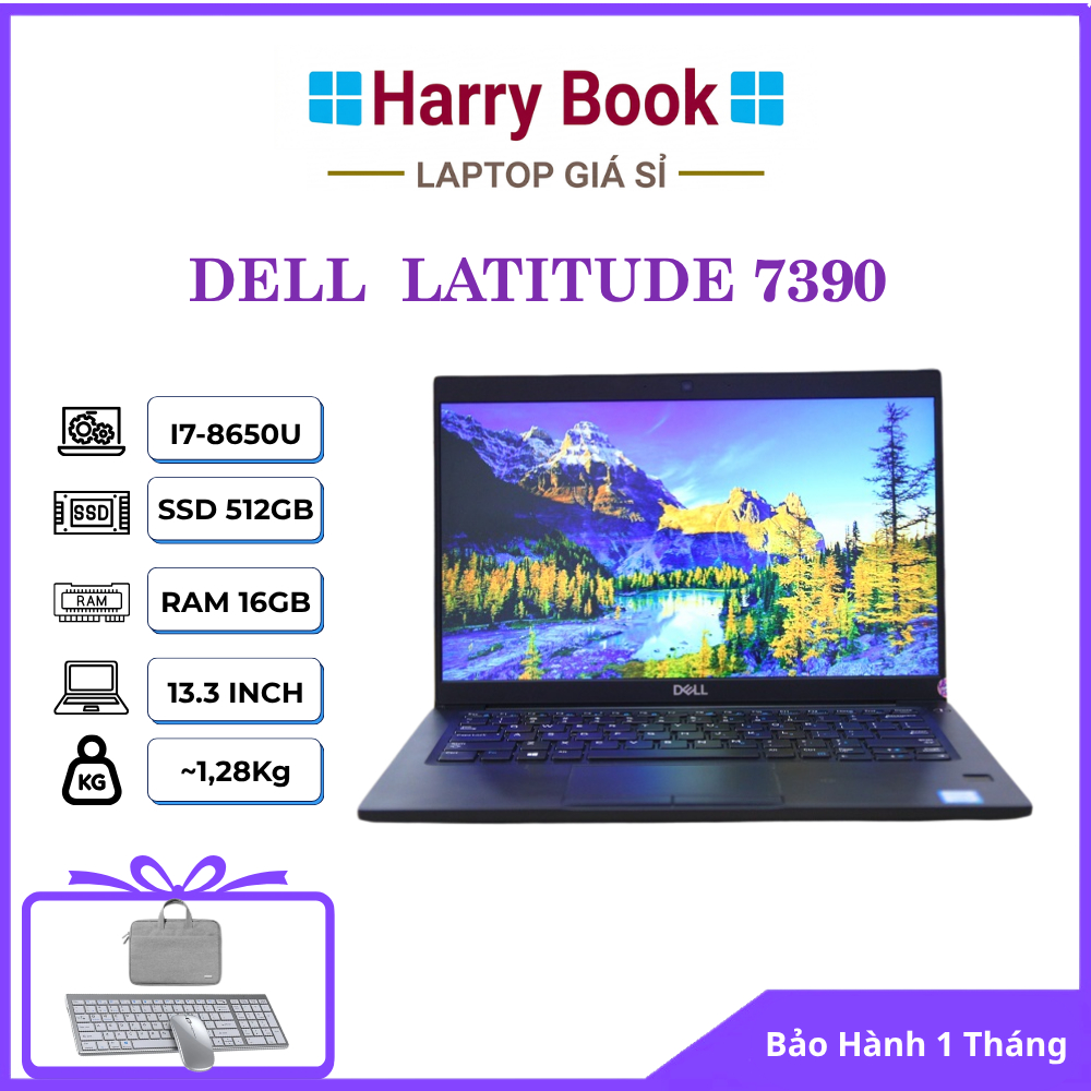 Laptop Dell Latitude 7390 - Core i7 8650U | RAM 16GB | SSD 1TB | Màn 13.3" FHD