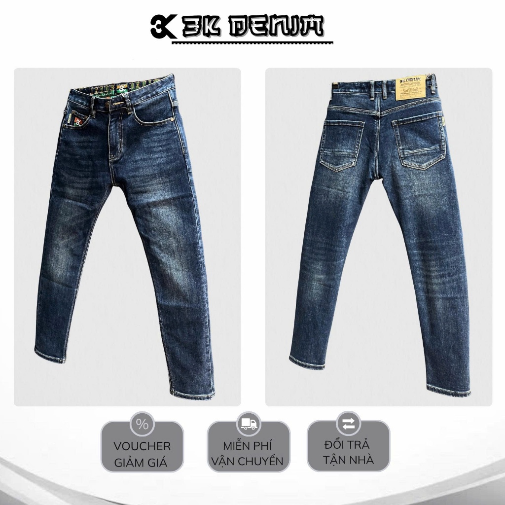 [3K DENIM] Jean Denim Guangzhou J4076-3K2232-A Màu Xanh Đậm Was Mẫu Mới Chi Tiết Như Hình