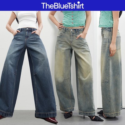 TheBlueTshirt - Quần baggy jeans nữ cạp thấp ống rộng wash cá tính - Rockstar Jeans