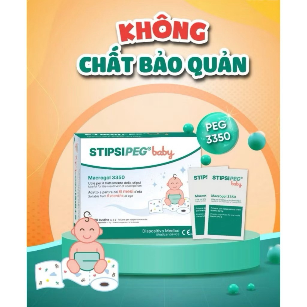 Stipsipeg Baby (20 gói x 5g) Bột nhuận tràng giảm táo bón cho trẻ từ 6 tháng tuổi. <EMELIA SHOP