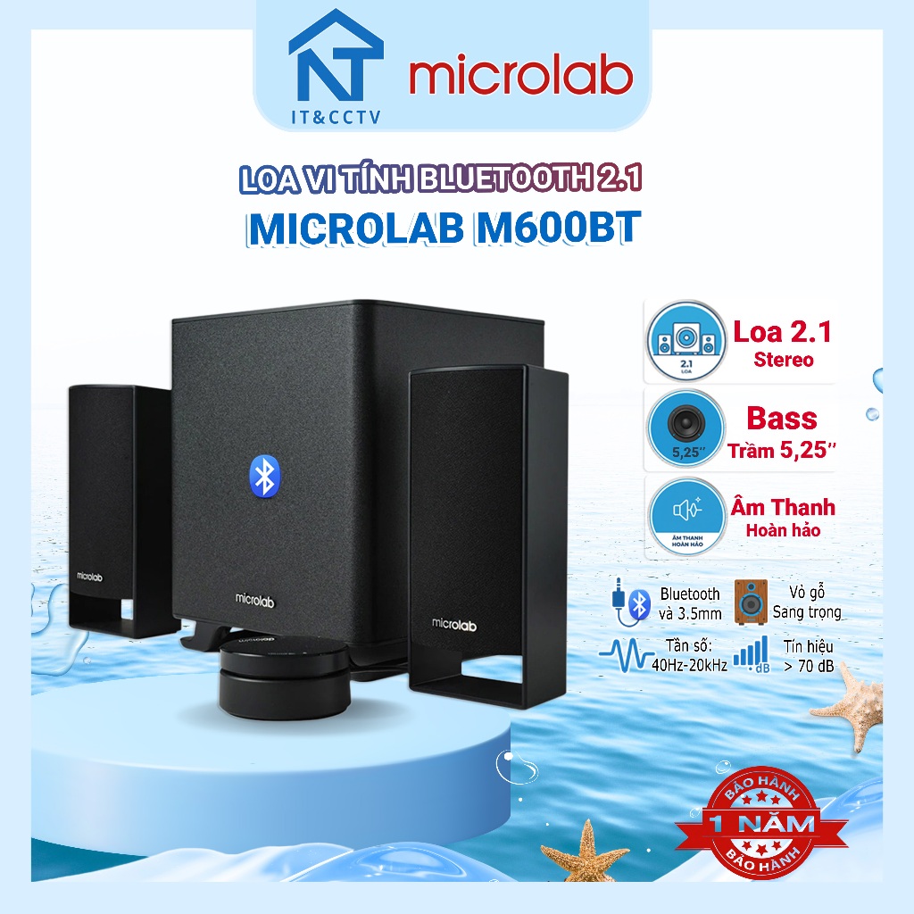 [Chính Hãng] Loa Bluetooth Microlab M600BT 2.1 – Âm Bass Mạnh, Loa Vi Tính Cho PC Laptop TV