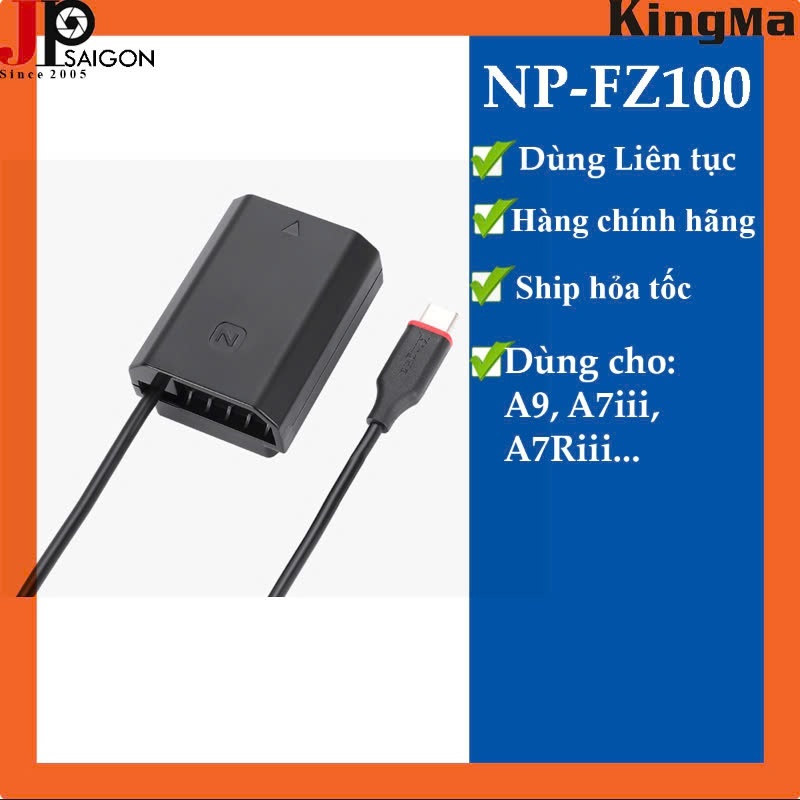 GIẢ PIN KINGMA USB-C CHO MÁY ẢNH SONY NP-FZ100 DUMMY BATTERY